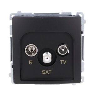 Simon Basic Gniazdo antenowe R-TV-SAT przelotowe (moduł), 1x wejście: 5 MHz–2,4 GHz czarny BMZAR-SAT10/P.01/49 - obrazek 1