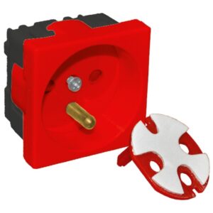 Gniazdo elektryczne 45x45 z kluczem, czerwone - 2P+Z PZ01 - obrazek 1