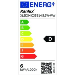 Żarówka LED E14 XLEDIM C35 E14 5,9W-WW 806lm 2700K barwa ciepła ściemnialna 35278 - obrazek 1