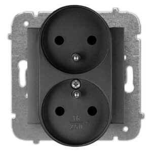 SANTRA gniazdo 2x2P+Z modułowe bez ramki podtynkowe czarny 4143-19 - obrazek 1