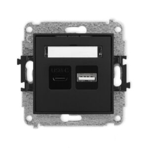 ICON Mechanizm ładowarki USB podwójnej USB C + USB A, 20W max. czarny mat 12ICUSB-8 - obrazek 1