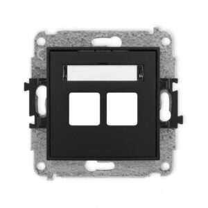 ICON Mechanizm gniazda multimedialnego podwójnego bez modułu (standard Keystone) czarny mat 12IGM-2P - obrazek 1