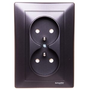 SEDNA Gniazdo podwójne z/u 16A 250V grafitowe SDN2800670 - obrazek 1