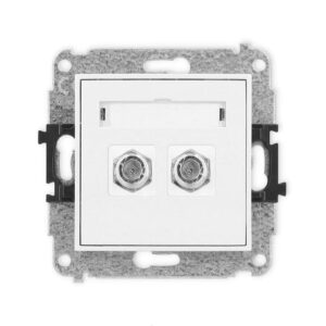 ICON Mechanizm gniazda antenowego podwójnego typu F (SAT) niklowany biały mat 25IGF-2 - obrazek 1