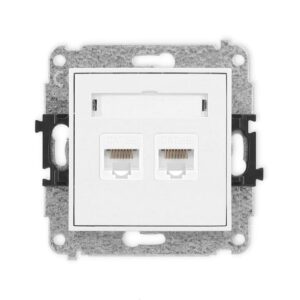 ICON Mechanizm gniazda komputerowego podwójnego 2xRJ45, kat. 5e, 8-stykowy biały mat 25IGK-2 - obrazek 1