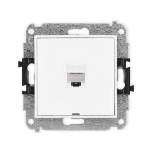 ICON Mechanizm gniazda komputerowego pojedynczego 1xRJ45, kat. 6, 8-stykowy, bez pola opisowego biały mat 25IGKBO-3 - obrazek 1