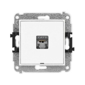 ICON Mechanizm gniazda komputerowego pojedynczego 1xRJ45, kat. 6, ekranowane, 8-stykowy, bez pola opisowego biały mat 25IGKBO-5 - obrazek 1