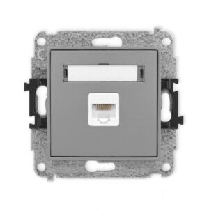 ICON Mechanizm gniazda komputerowego pojedynczego 1xRJ45, kat. 5e, 8-stykowy szary mat 27IGK-1 - obrazek 1