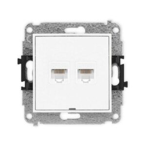 ICON Mechanizm gniazda komputerowego podwójnego 2xRJ45, kat. 5e, 8-stykowy, bez pola opisowego biały IGKBO-2 - obrazek 1