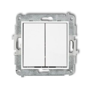 ICON Mechanizm łącznika zwiernego, świecznikowego (dwa klawisze bez piktogramów, wspólne zasilanie) biały IWP-44.1 - obrazek 1