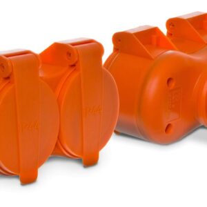 Rozgałęźnik wtyczkowy, podwójny 2x2P+Z, IP44, pomarańczowy 34044 - obrazek 1