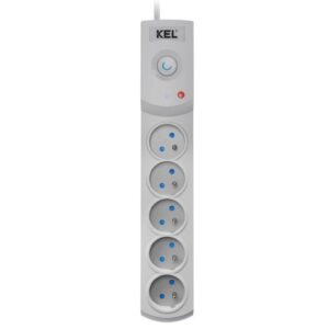 Przedłużacz przeciwprzepięciowy professional 5 gniazd 5m 10A 230V 2300W szary W-100036 - obrazek 1