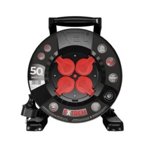 Przedłużacz bębnowy EXTREME LINE 4 gniazda z/u IP44 16A H05RR-F 3x1,5 50m czarny W-100032 - obrazek 1
