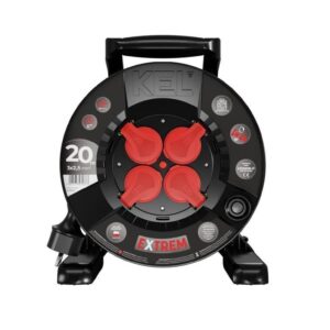 Przedłużacz bębnowy EXTREME LINE 4 gniazda z/u IP44 16A H05RR-F 3x2,5 20m czarny W-100025 - obrazek 1