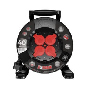 Przedłużacz bębnowy EXTREME LINE 4 gniazda z/u IP44 16A H05RR-F 3x2,5 40m czarny W-100031 - obrazek 1