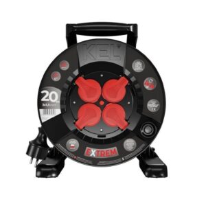 Przedłużacz bębnowy EXTREME LINE 4 gniazda z/u IP44 16A H07BQ-F 3x1,5 20m czarny W-100080 - obrazek 1