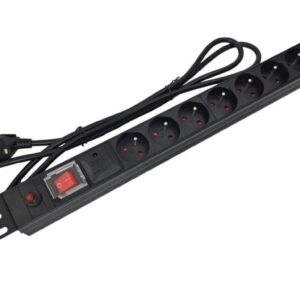 Listwa zasilająca rack 19 cali PDU gniazdo 7 x CEE 7/5 wtyk CEE 7/7 z wyłącznikiem i zabezpieczeniem - obrazek 1