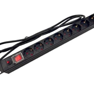 Listwa zasilająca rack 19 cali PDU gniazdo 9 x CEE 7/3 wtyk CEE 7/7 z wyłącznikiem i zabezpieczeniem - obrazek 1