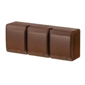 HERMES Gniazdo potrójne z/u 3x2P+Z schuko IP44 brązowy 0326-06 - obrazek 1