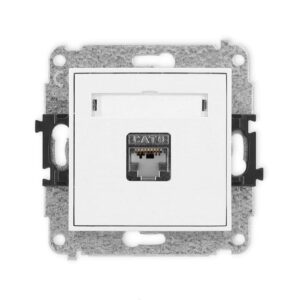 MINI Mechanizm gniazda komputerowego pojedynczego 1xRJ45, kat. 5e, ekranowane, 8-stykowy biały mat 25MGK-1e - obrazek 1