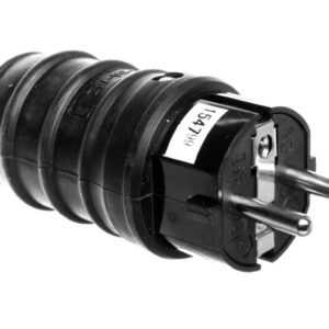 Wtyczka gumowa 10/16A 250V 2P+Z IP44 czarna P0050 - obrazek 1