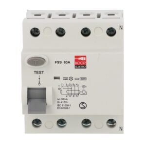 Wyłącznik różnicowo-prądowy 4P 63A 0,03A, KOOP Elektro FSS 4P 63A typ A - obrazek 1