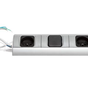 Gniazdo meblowe podwójne z/u 16A IP20 z wyłącznikiem aluminium/ tworzywo OR-AE-1304 - obrazek 1