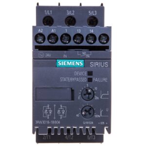 Softstart 3-fazowy 200-480VAC 17,6A 7,5kW/400V Uc=24V AC/DC S00 3RW3018-1BB04 - obrazek 1