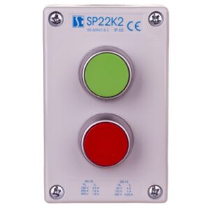 Kaseta sterownicza 2-otworowa z przyciskami zielony/czerwony szara IP65 SP22K21-1 - obrazek 1