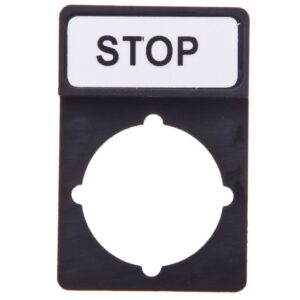 Tabliczka opisowa STOP 44x30mm czarna prostokątna ST22-1901P03 - obrazek 1