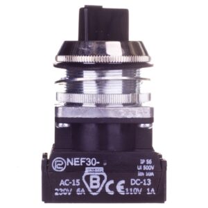 Przełącznik 2 położeniowy pokrętło 30mm czarny 2Z bez samopowrotu W0-NEF30-TPA 2X S - obrazek 1