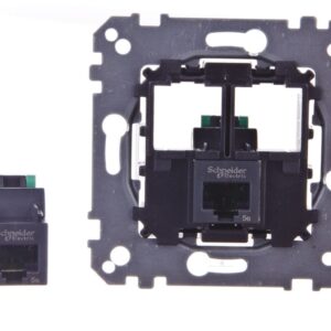 Merten System M Gniazdo komputerowe podwójne RJ45 kat.5e UTP mechanizm MTN4575-0002 - obrazek 1