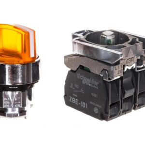 Przełącznik 2 położeniowy pokrętło 22mm pomarańczowy 1Z 1R bez samopowrotu XB4BK125B5 - obrazek 1