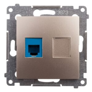 Simon 54 Gniazdo telefoniczne pojedyncze RJ12 złoty mat DT1.01/44 - obrazek 1