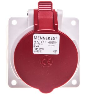 Gniazdo tablicowe skośne 5P 16A 400V czerwone IP44 3093 MEN3093 - obrazek 1