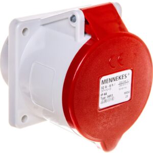 Gniazdo tablicowe proste 5P 32A 400V czerwone IP44 3451 MEN3451 - obrazek 1