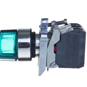 Przełącznik 2 położeniowy pokrętło 22mm zielony 1Z 1R z samopowrotem XB4BK123B5 - obrazek 1