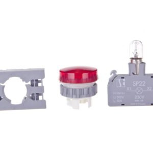 Lampka sygnalizacyjna 22mm czerwona 230V AC SP22-LC-230-BA9S. - obrazek 1