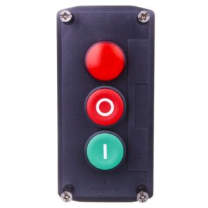 Kaseta sterownicza 3-otworowa I/O + lampka sygnalizacyjna czerwona 24V AC szara IP65 XALD363B - obrazek 1